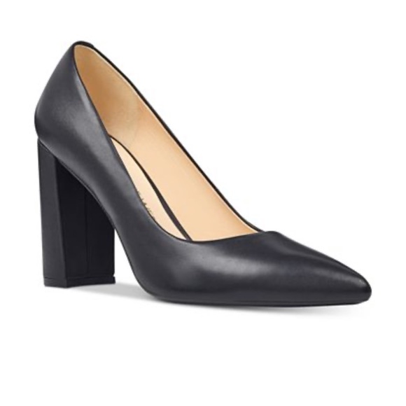 nine west black block heels
